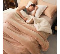 1 pièce Couverture matelassée douce en flanelle double couche, mélange de velours de lait de chamelle et de laine d'agneau, convient pour le canapé, le bureau, la chambre à coucher, les voyages, le ca
