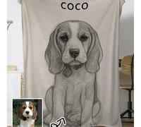 1 pièce Couverture portrait de croquis d'animal de compagnie personnalisée, peut être personnalisée avec un nom et une image, matériau doux et confortable, choix idéal pour les propriétaires d'animaux