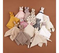 1 pièce Couverture réconfortante bébé avec tête d'animal en crochet, textures imprimées et unies, douce Taille UniqueAnimal,Cartoon,Unicolore,PlantesÉtoffe