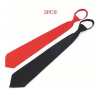 1 pièce Cravate à fermeture éclair rouge et noire de 45 cm de long pour hommes, cravate de costume d'affaires formelle, pratique pour les étudiants, les agents de , les uniformes, convenant aux affair