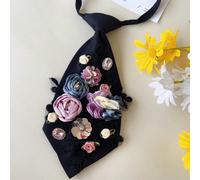 1 pièce Cravate décontractée en tissu rose, série jardin cravate pour dame avec couture de précision ornée de strass roses, cravate brodée noire brillante et douce et chic, même style que la tenue de 