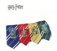 1 pièce Cravate officiellement autorisée Harry Potter, Blason de Gryffindor, Slytherin, Ravenclaw ou Hufflepuff de Hogwarts, cravate rayée tricotée à nouer manuellement, accessoire de film britannique