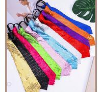 1 pièce Cravate réglable unisexe de couleur unie avec des sequins réfléchissants et des perles, convient pour le carnaval, Halloween, Noël, les festivals, les représentations sur scène et les accessoi