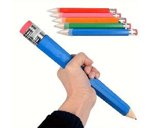 1 pièce Crayon géant de 35 cm, pour peintres artistes étudiants, grand crayon en bois avec gomme, fournitures scolaires et de bureau originales, cadeau bleu,rose,rouge,Violet,vert,couleur orangebois