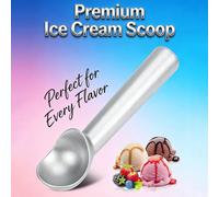 1 pièce Cuillère à glace en aluminium anti-adhésif avec manche anti-gel, conception durable, facile à nettoyer, convient pour la crème glacée, la pâte à biscuits, les smoothies, les amandes, etc., gad