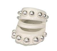 1 pièce d ' anneaux en résine irréguliers, légers et à la mode, avec accents de perles et construction ouverte pour un usage quotidien polyvalent, anneaux creux en résine d ' imitation de perles