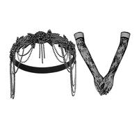 1 Pièce D'Accessoires Pour Cheveux Rétro En Diamant Noir, 1 Pièce De S En Dentelle, Coiffe À Pompons Exquise, Vêtements Avec S, Adaptés Aux Mariages, Danses, Fêtes D'Anniversaire.