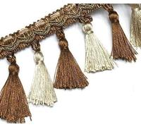 1 pièce de 14 mètres de long, élégante bordure en dentelle à franges et perles for le bricolage et la décoration de la maison(Yellow Curry)
