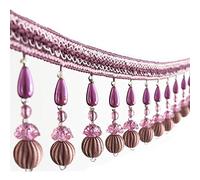 1 pièce de 5 mètres de long, garniture de rideau à franges avec pendentif en perles - Décoration élégante for la maison, à faire soi-même, à coudre(Purple)