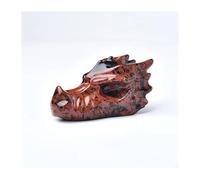 1 pièce de 7 cm tête dragon en cristal d'obsidienne rouge sculptée à la main