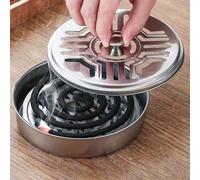 1 pièce de Boîte à spirales anti-moustiques en acier inoxydable avec couvercle de couleur aléatoire, boîte anti-moustiques portable pour l'extérieur, support de plateau à spirales anti-moustiques, brû