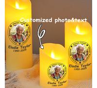 1 pièce de bougie LED personnalisée et personnalisée, photo et texte personnalisés. "Forever Loved, Never Forgotten, Forever Remembered" - bougie LED photo personnalisée, bougie de condoléances photo