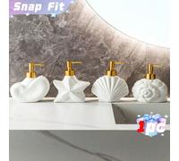 1 pièce de bouteille de lotion de salle de bain en céramique de luxe simple et de haute qualité. Bouteille séparée pour le gel douche et le shampoing Modèle étoile de mer,Modèle de coque,Conque ronde,