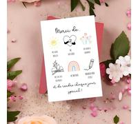 1 pièce de carte de remerciement française amusante avec enveloppe, exprimer sa gratitude à la famille, aux professeurs, aux amis, aux employés et aux patrons pour le travail, l'école, des articles in