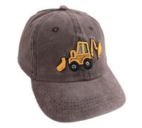 1 Pièce De Casquette De Baseball pour Enfants, Casquette À Visière Brodée D'Excavatrice, Casquette De Baseball À Boucle Arrière Réglable, Chapeau De Soleil D'Été (Marron)