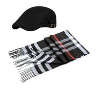 1 Pièce De Chapeau Pour Homme Et 1 Pièce D'Écharpe À Carreaux, Béret Rétro, Style À La Mode Et Simple, Écharpe Chaude, Accessoires Vestimentaires