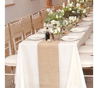 1 pièce de chemin de table en toile de jute rustique, nappe rectangulaire en lin tissé, parfaite pour les mariages champêtres, les fêtes d'anniversaire, les dîners, les tables de la maison et de l'ext