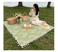 1 pièce de couverture Camping avec pompon à feuilles vertes, printemps et été, garniture. Convient for les voyages la plage, randonnée, pique-niques dans parcs pour le camping(Green B,140x140cm)