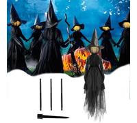 1 pièce de décorations d'Halloween en plein air, grande lumière qui tient la main qui crie, sorcière effrayante avec capteur activé par le son, sorcière d'Halloween lumineuse avec piquets, pour