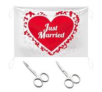 1 Pièce De Fond De Photo D'Amour, 2 Pièces De Ciseaux, Fond De Scène Romantique, Décoration De Coupe De Coeur De Mariage, Décoration De Mariée Et De Marié, Bannière De Découpe De Jeu De Mariage
