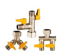 1 pièce de galvanoplastie entièrement en cuivre épaissie 3/4"-1/2" vanne de gaz à trois voies vanne d'angle vanne à boisseau sphérique for inverseur de commutateur de robinet de chauffe-eau(With handl