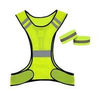 1 pièce de gilet réfléchissant, gilet réfléchissant de sécurité haute visibilité, tour de taille réglable, adapté au cyclisme, aux activités matinales ou nocturnes, avec 2 bracelets réfléchissants
