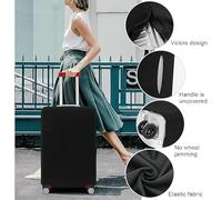 1 Pièce De Housse De Chariot Noire, 1 Pièce D'Étiquette De Bagage Noire, Housse De Protection Élastique Anti-Poussière pour Bagages, Fournitures De Voyage en Plein Air.