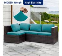 1 pièce de housse de coussin de siège de canapé extérieur en soie de lait bleu paon, housse de coussin de siège de canapé à semi-enveloppement amovible haute élasticité, coussin de siège de canapé pou