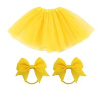 1 Pièce De Jupe Tutu Et 2 Boucles Pour Cheveux, Couches De Jupe En Maille, Jupe De Danse Pour Enfants, Jupe D'Anniversaire Princesse, Adaptées Aux Fêtes Et Aux Spectacles (Jaune).