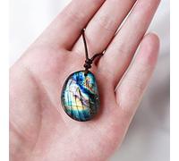 1 Pièce de Labradorite Naturelle Pendentif Énergie Quartz Collier Pierres Précieuses Bijoux Hommes et Femmes Colliers Guérison Cristal Pierre Thérapie par les cristaux ( Color : Labradorite )