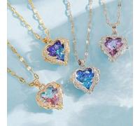 1 pièce de nouveau collier cœur d'océan avec un collier bleu simple et de haute qualité et une chaîne en forme de cœur pour la clavicule Taille UniqueAcier inoxydable