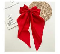 1 pièce de nœud en satin for femme, grand nœud surdimensionné en ruban blanc, rose, rouge, bleu et noir, pince à cheveux longue queue de cheval, accessoire for cheveux(Red)