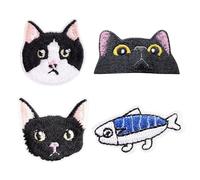 1 Pièce De Patch De Broderie De Visage De Chat, 3 Pièces De Patchs En Tissu Tête De Chat, Patchs De Couture Pour Jeans, Patchs Thermocollants Pour Vêtements, Patchs Artisanaux