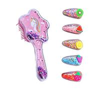 1 pièce de peigne de coiffure star glitter, avec 5 épingles à cheveux de dessin animé, peigne de coiffure en plastique, outils de coiffure de salon, peigne à coussin étoile à cinq branches (rose)