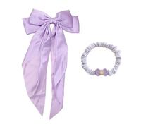 1 Pièce De Pince À Cheveux Avec Nœud Et 1 Pièce De Corde À Cheveux Avec Nœud Élastique, Pince À Cheveux En Satin, Accessoires Pour Cheveux Mignons, Accessoires Pour Cheveux