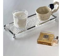 1 pièce de Porte-brosse à dents moderne pour salle de bain avec miroir à motif pierre et boule en bois, style français minimaliste. Plateau de maquillage en acrylique L,S,ovale,rondPMMA