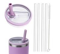 1 pièce de rechange couvercle de paille de rouleau de 40 OZ pour Stanley quencher 1.2l, kit de couvercle de rouleau réutilisable avec 4 pailles et 1 brosse de nettoyage(Violet, 40oz)