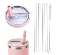 1 pièce de rechange de couvercle de paille de rouleau de 30 OZ pour Stanley quencher 0.89l, kit de couvercle de rouleau réutilisable avec 4 pailles et 1 brosse de nettoyage (Rose, 30oz)