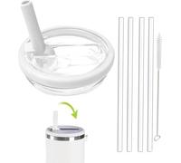 1 pièce de rechange de couvercle de paille de rouleau de 30 OZ pour Stanley quencher 0.89l, kit de couvercle de rouleau réutilisable avec 4 pailles et 1 brosse de nettoyage (White, 30oz)