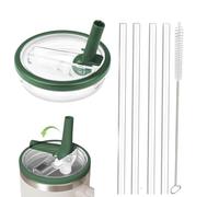 1 pièce de rechange de couvercle de paille de rouleau de 30 OZ pour Stanley quencher 0.89l, kit de couvercle de rouleau réutilisable avec 4 pailles et 1 brosse de nettoyage(Army Green, 30oz)