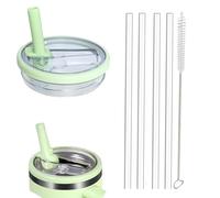 1 pièce de rechange de couvercle de paille de rouleau de 30 OZ pour Stanley quencher 0.89l, kit de couvercle de rouleau réutilisable avec 4 pailles et 1 brosse de nettoyage (Vert, 30oz)