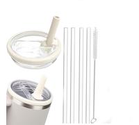 1 pièce de rechange de couvercle de paille de rouleau de 30 OZ pour Stanley quencher 0.89l, kit de couvercle de rouleau réutilisable avec 4 pailles et 1 brosse de nettoyage (beige, 30oz)