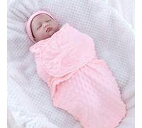 1 pièce de sac de couchage bébé en polaire unicolore doux et respirant avec pompon, couverture de réception, convenant pour les nouveau-nés et nourrissons de 0 à 6 mois, un beau cadeau de naissance po