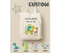 1 pièce de sac fourre-tout simple et mignon avec motif de chat dessin animé anglais beige. Sac d'école, sac de courses style bohème. Léger, portable, grande capacité, convient aux adolescentes. Multif