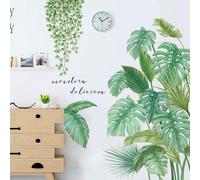 1 pièce de sticker mural Plante verte tropicale, feuilles Grand sticker mural, décoration murale Moderne pour salon chambre enfants, H0543