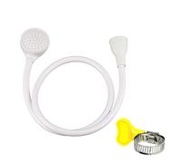 1 pièce de tube de douche blanc (pommeau + tuyau d'eau), avec 1 pièce de tuyau d'eau anneau de fixation, adapté pour le nettoyage des animaux de compagnie