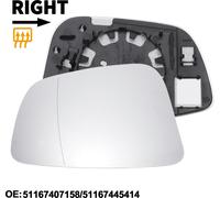 1 Pièce De Verre De Remplacement Pour Rétroviseur Pour Bmw Série 5 6 7 8 2016-2019 C?té Passager Droit Avec Plaque De Support No.51167407158/51167445414 Verre Réel Plastique