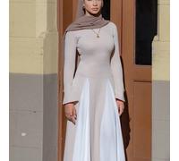 1 pièce de vêtement féminin à la mode, robe longue de style dégradé bicolore. Robe longue à manches longues aux tons pastel printaniers, manchettes, style abaya du Moyen-Orient L,M,S,XLBlocs de couleu