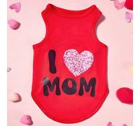 1 pièce Débardeur pour chien/chat avec imprimé cœur "J'aime maman", convient aux chiens et chats, design mode pour la Saint-Valentin L,M,S,XL,XS,XXL,XXS,XXXL,XXXXL,XXXXXLBlocs de couleur,Géométrique,L