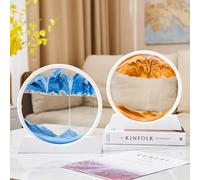 1 pièce Décoration d'art de sable 3D, cadeau créatif pour anniversaire, sablier art anti-stress, design de paysage rond, décoration pour la maison Cadre blanc 7 pouces bleu,Cadre blanc 7 pouces violet
